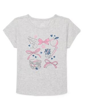 WONDER NATION | GIRLS GREY GRAPHIC GLITTER SS TEE | XL